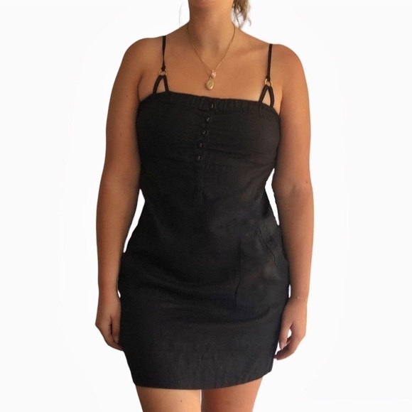 Guess jeans 100% linen dress black Small - Picture 2 of 8